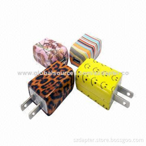 5V/1A Water Transfer Surface USB Mobile Phone Chargers with 1,000mAh Capacity, 65 x 35 x 19mm Size